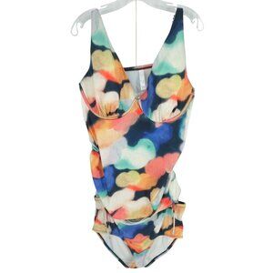 Swim by Cacique Tankini Set Geometric Lightly Lined Plunge Modest Plus 14 40DDD